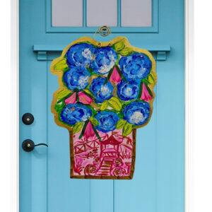 Hi, Drangea! Blue Floral Door Hanger